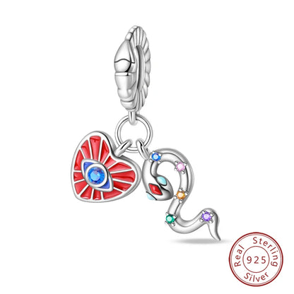 925 Sterling Silver Red Wine, Chili & Dumbbell Charm Bead – Fun DIY Jewelry