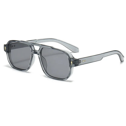 Retro Double Bridge Square Sunglasses – Luxury Rivet Design UV400 Unisex