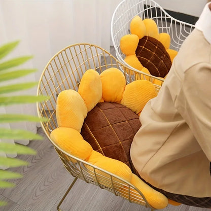 Sunflower Plush Decorative Cushion – Soft Round Pillow for Sofa, Office & Car | 34, 40, 50 & 70cm