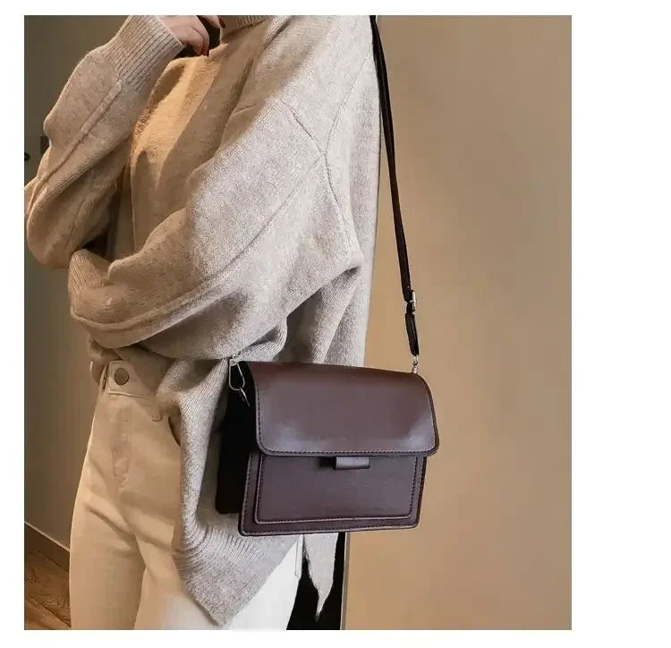 Crossbody Bag PU Leather Fashion Bags for Women Travel Handle Handbag Fashion Shoulder Messenger Bag Ladies Small Flap Bag