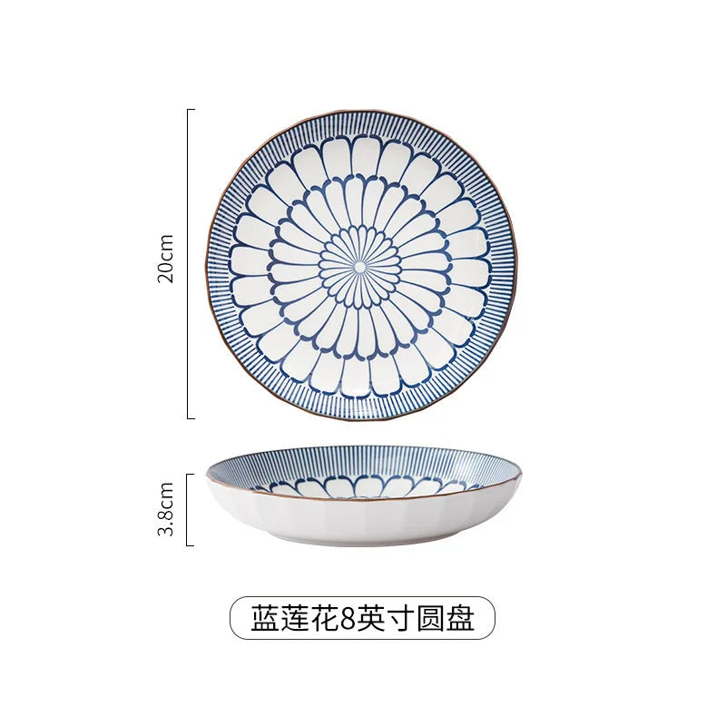 Japanese Ceramic Tableware Underglaze Color Dishes Rice Bowl