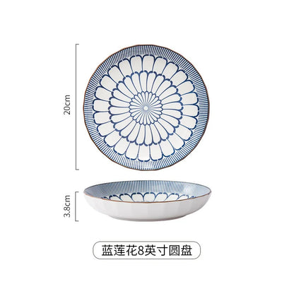 Japanese Ceramic Underglaze Rice Bowl – Colorful Tableware Dishes for Home & Restaurant