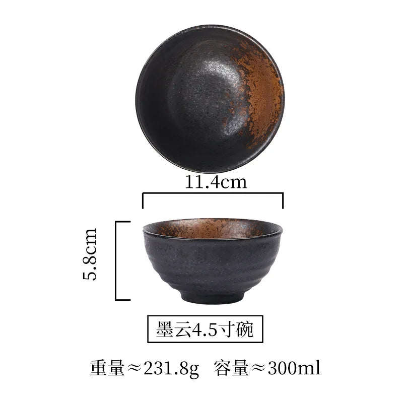 4.5inch Japanese Ceramic Rice Bowl Porcelain Dishes Pretty Restaurant Table Top items Soup Noodles Sauce Bowls Dinnerware
