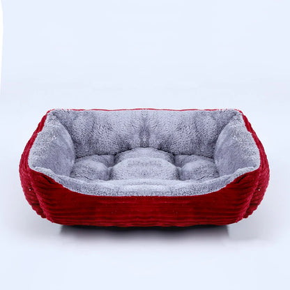 Plush Square Pet Bed - Calming Sofa Cushion for Cats & Small/Medium Dogs - BeeTrendyShop.COM
