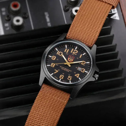 2024 New Fashionable Casual Men Watch Fashion Men's Military Watch Woven Nylon Belt Calendar Quartz Watch Часы Мужски - BeeTrendyShop.COM