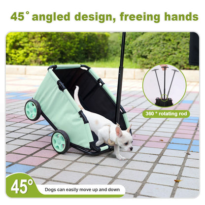 Compact Rotating Pet Stroller - 4-Wheel Foldable for Cats & Small Dogs - BeeTrendyShop.COM
