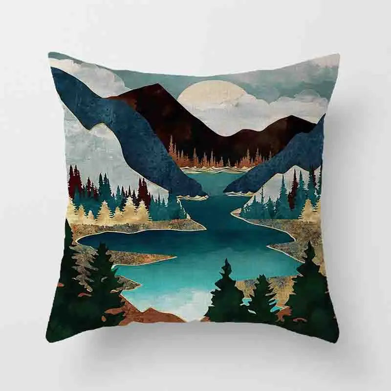 Japanese Geometric Peak Linen Cushion Cover – Encrypted Woven Throw Pillow Case for Sofa & Home