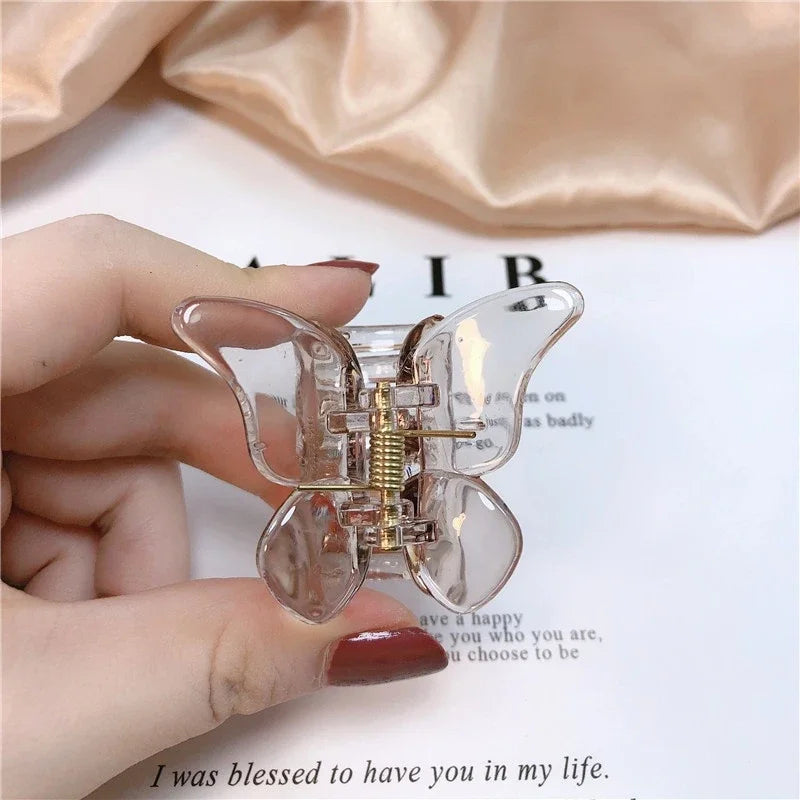 Cute Butterfly Hair Claw Clip – Korean Solid Color Small Barrette for Women