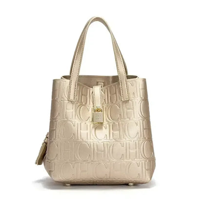 CH Large Capacity Handbag Luxury Brand Temperament Letter Print with Lock Design 2025 Trendy Women's Crossbody Bag - BeeTrendyShop.COM