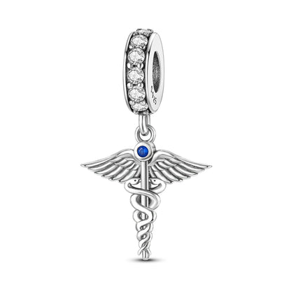 925 Sterling Silver Stethoscope Charm Bead – Medical DIY Jewelry for Bracelets