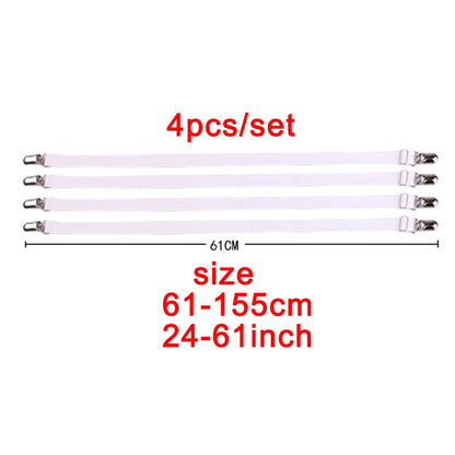 4-Piece Adjustable Elastic Bed Sheet Fastener Set – Sheet Grippers Belt & Mattress Cover Holder