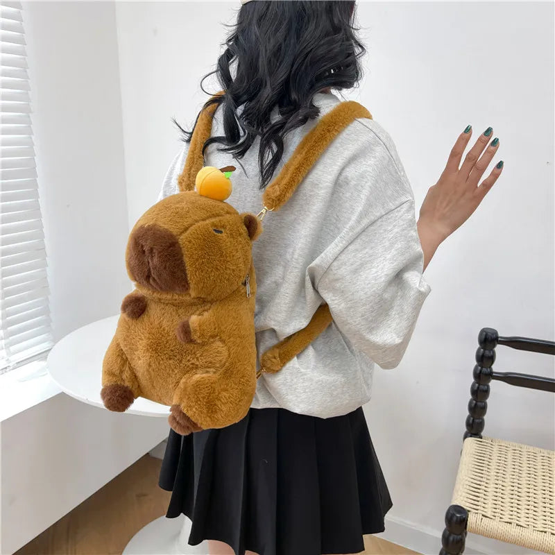 Cute Soft Plush Capybara Backpack Girl Fashionable Crossbody Bag for Women Kawaii Shoulder Bag for Children Gifts for Girlfriend - BeeTrendyShop.COM