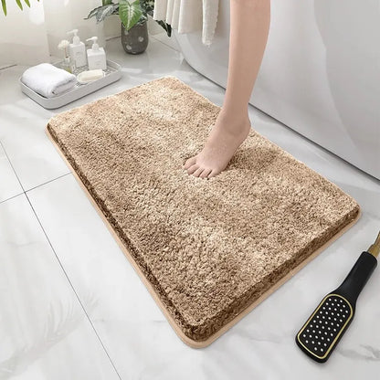 Modern Minimalist Solid Color Floor Mat, Square Long Plush, Thickened Absorbent Carpet, Bathroom Door Mat, Non Slip Mat - BeeTrendyShop.COM