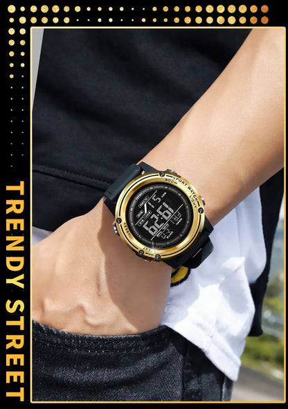 Men's Digital Sport Watch – 50M Waterproof, LED, Stopwatch, Military Tactical Wristwatch