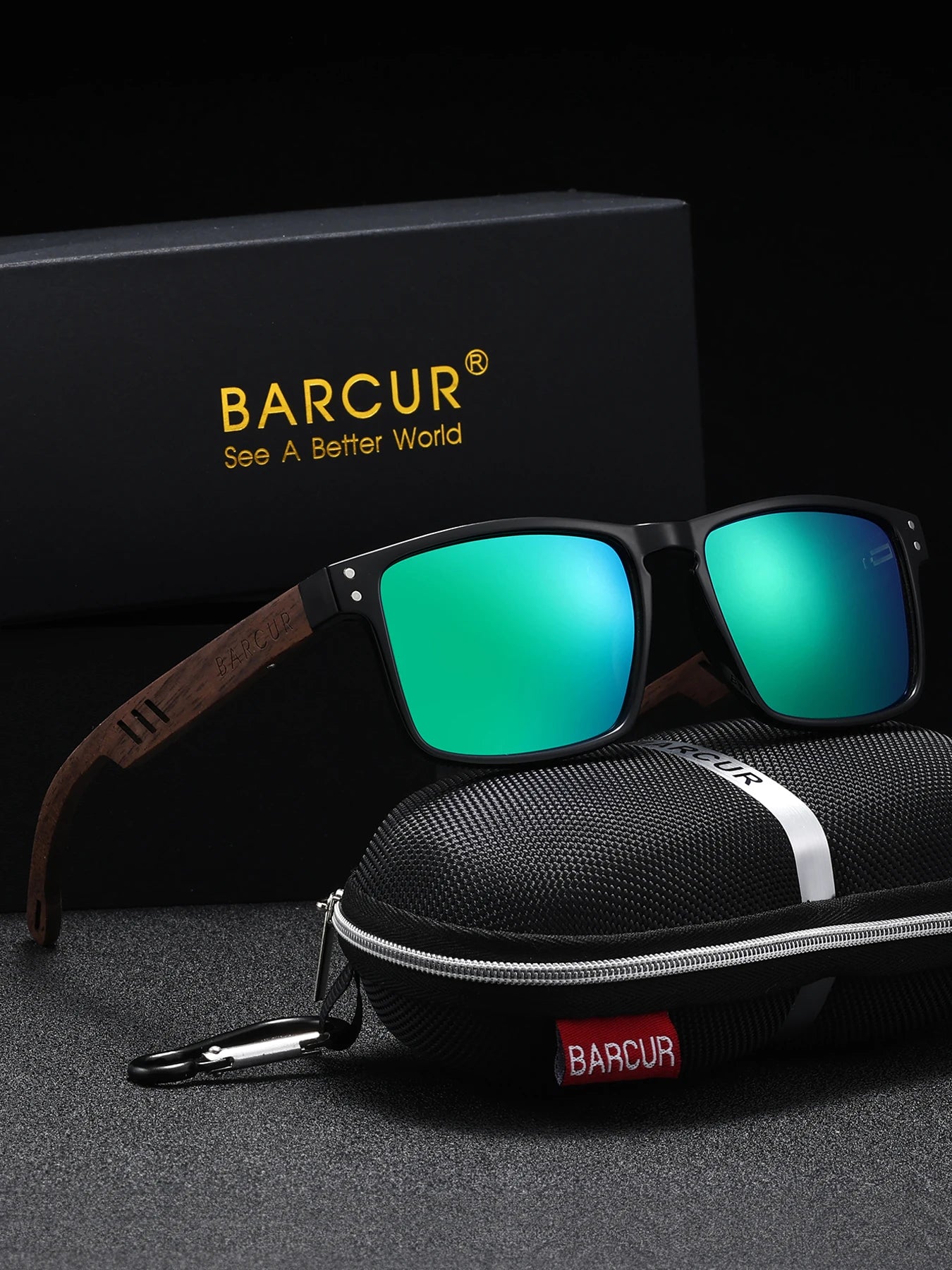 BARCUR Handmade Wood Sunglasses – Polarized UV400 Square Frame