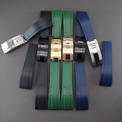 Silicone Watch Strap 20mm with Stainless Steel Buckle – Compatible with Rolex Daytona, SKY-DWELLER, YACHT-MASTER & NH35 Watches