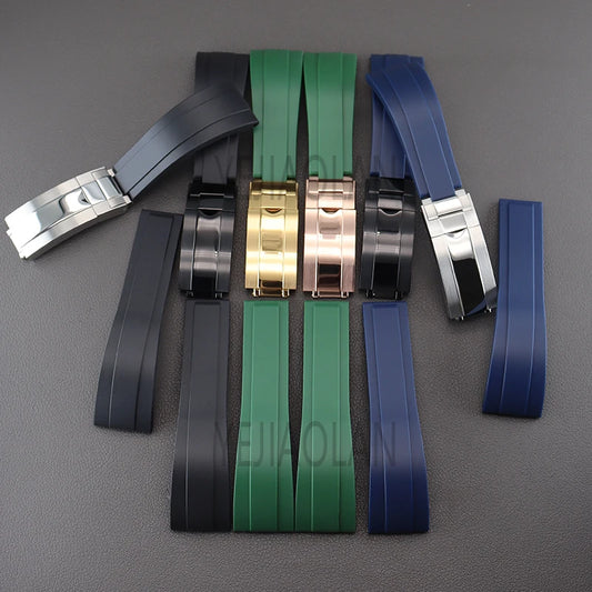 20mm Silicone wristband Watchband Luxury Watch Strap Parts Stainless Steel Buckle For Daytona SKY-DWELLER YACHT-MASTER nh35 Case