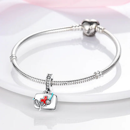 925 Sterling Silver Stethoscope Charm Bead – Medical DIY Jewelry for Bracelets