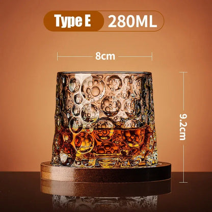 Spinning Whiskey Tumbler Glass – Rotating Crystal Brandy Cup