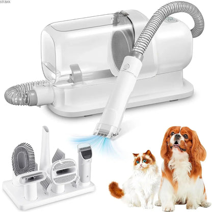 ATUBAN Dog Grooming Vacuum Kit – 2.3L Capacity, 5 Tools, Low Noise Pet Clipper
