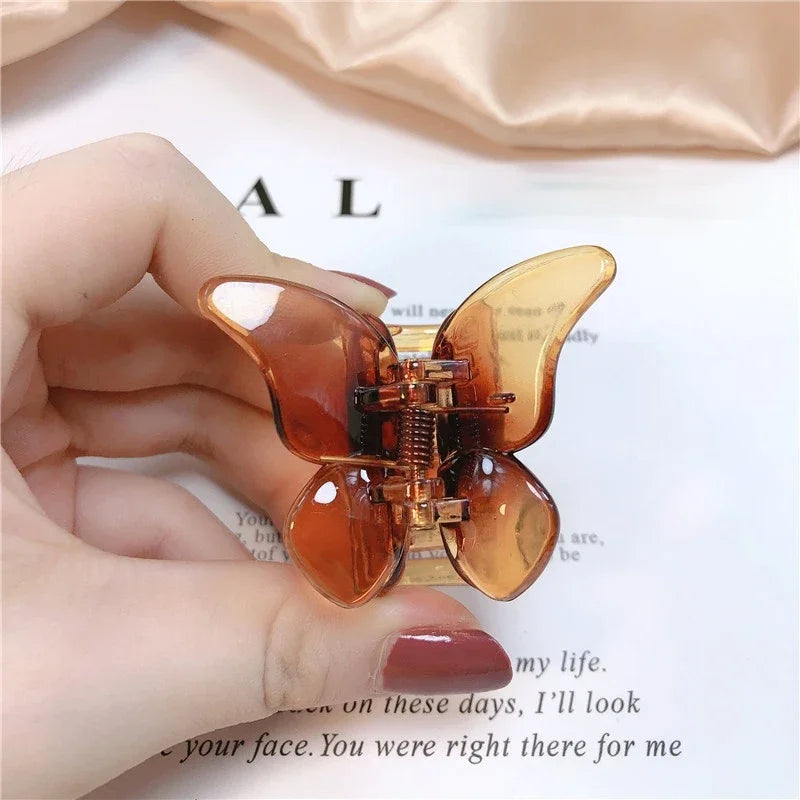 Cute Butterfly Hair Claw Clip – Korean Solid Color Small Barrette for Women