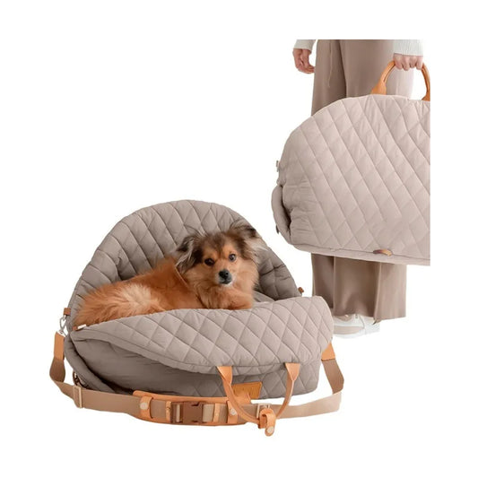 Luxury Pet Carrier Handbag & Car Seat Booster – 3-in-1 Washable Travel Bag for Small Dogs & Cats