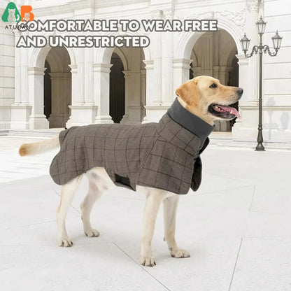 English Plaid Dog Vest - Fleece Lined Windbreaker with Traction Eyelets - BeeTrendyShop.COM