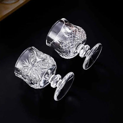 Diamond Carved Crystal Goblet – 6pcs High Foot Glass for Bar & Restaurant