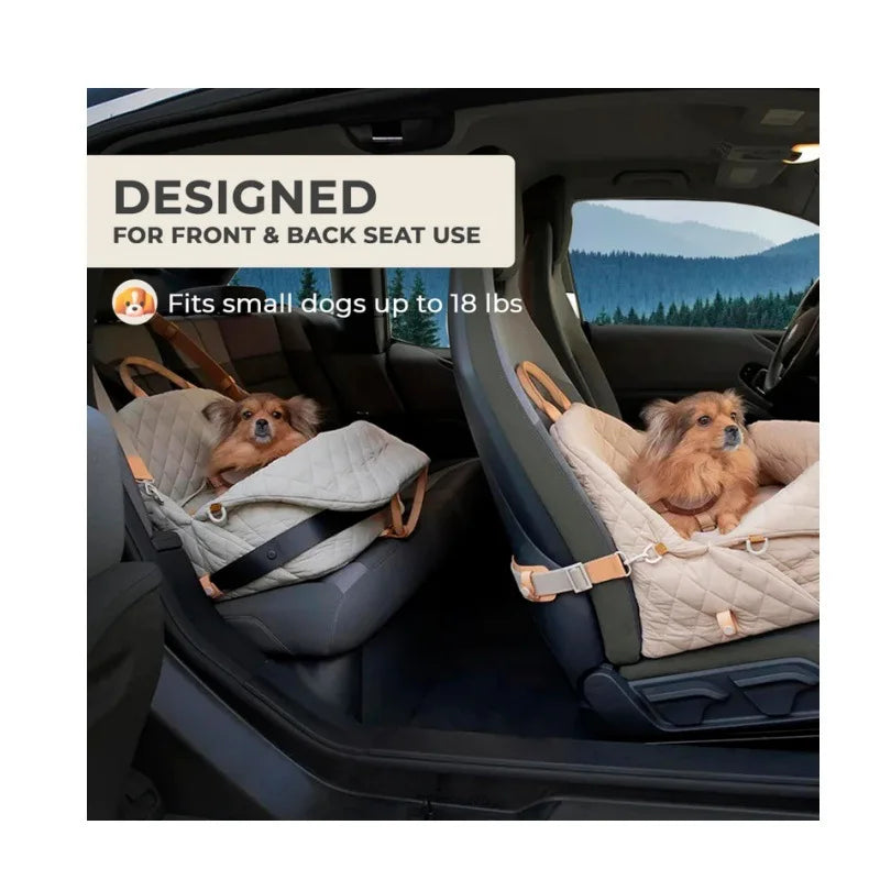 Luxury Pet Carrier Handbag & Car Seat Booster – 3-in-1 Washable Travel Bag for Small Dogs & Cats