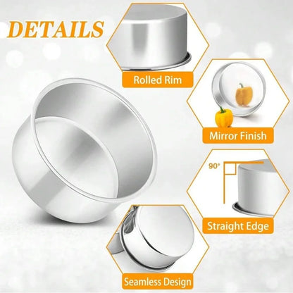 4-Piece Aluminum Mini Cake Pan Set 4 Inch – Solid Non-Stick Baking Mold for Pizza & Cakes