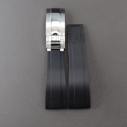 Silicone Watch Strap 20mm with Stainless Steel Buckle – Compatible with Rolex Daytona, SKY-DWELLER, YACHT-MASTER & NH35 Watches