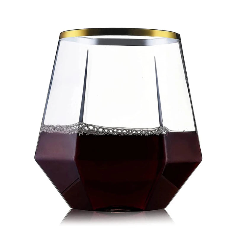 Diamond Clear Plastic Wine Glass – 360ml Party Cocktail Tumbler