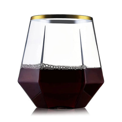 Diamond Clear Plastic Wine Glass – 360ml Party Cocktail Tumbler
