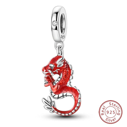 925 Sterling Silver Red Wine, Chili & Dumbbell Charm Bead – Fun DIY Jewelry