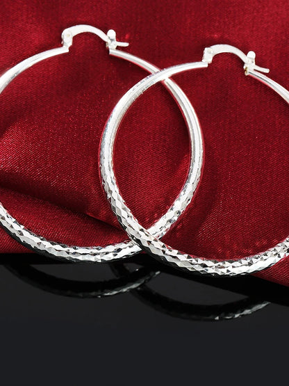 925 Sterling Silver 5cm Circle Hoop Earrings – Classic Fashion Jewelry for Women
