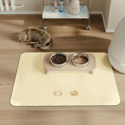 Pet Feeding Mat – Non-Slip Waterproof Food Mat for Cats & Dogs | Cartoon Print 30x40cm