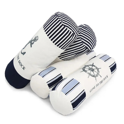 Mediterranean Sea Anchor Cylindrical Bolster Cushion 45x15cm – Cotton Linen Sofa & Bed Pillow Decoration