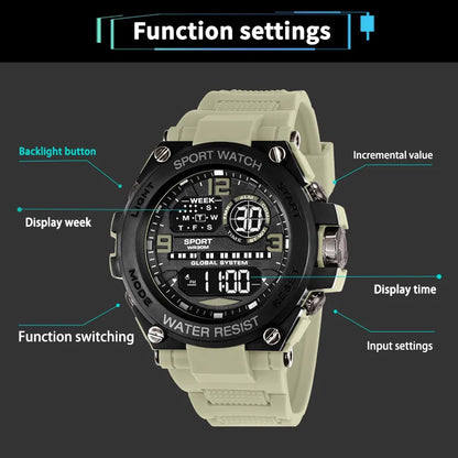 Top Luxury Electronic Watch for Man Outdoor Sport Watch Stopwatch Waterproof Calendar Digital Clock 24355 - BeeTrendyShop.COM