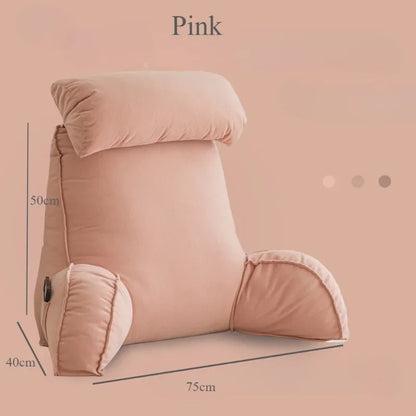 Headboard Backrest Pillow with Armrests 75x40x50cm – Washable Neck & Waist Protection Cushion for Bed & Sofa