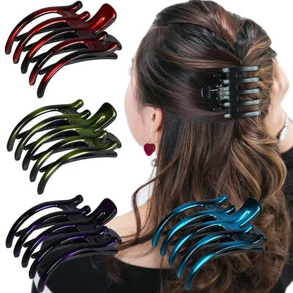 Simple Black Ponytail Hair Claw Clip – Korean Acrylic Barrette for Women