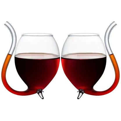 Clear Wine Glass Cup with Straw – Cocktail Beer Drinks Bar Gift