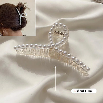 Korean Big Pearl Hair Claw Clip – Elegant Hairgrip Barrette for Women & Girls