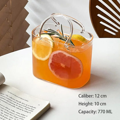 770ML Handbag Glass Beverage Cup with Straw – Cocktail Fruit Tea Juice Mug