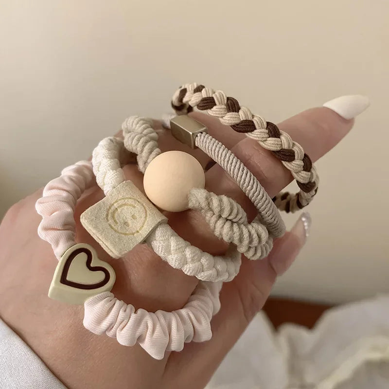 5pcs/Bag Seamless Bow Hair Ties