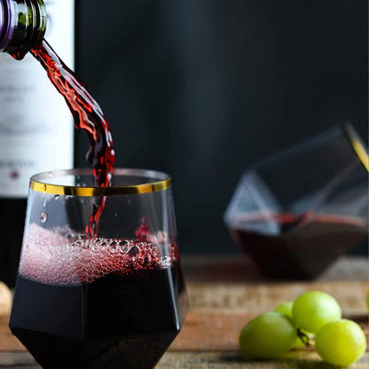 Diamond Clear Plastic Wine Glass – 360ml Party Cocktail Tumbler