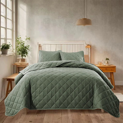 Soft All-Season Queen Quilt Bedding Set – Lightweight Coverlet with Pillow Shams