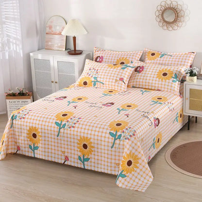 Floral Modern Princess Cotton Bed Sheet – Skin-Friendly Breathable Bedding for King & Queen Size