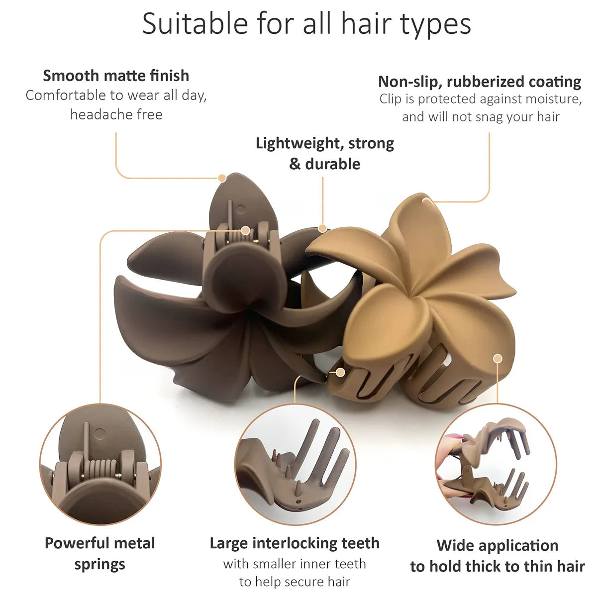 Large Flower Hair Claw Clip – Matte Sweet Barrette for Women & Girls