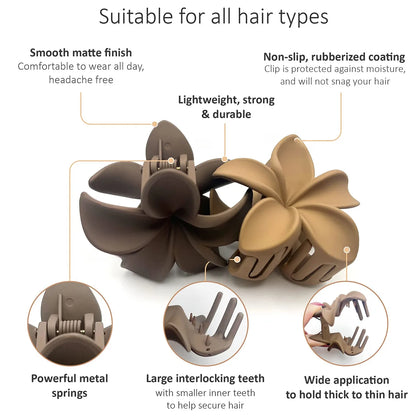 Large Flower Hair Claw Clip – Matte Sweet Barrette for Women & Girls