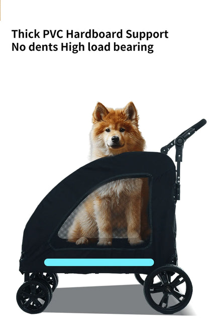 Medium and Large Dog Outing Stroller Pet Stroller Golden Hair Giant Dog Foldable Dog Assistance Car - BeeTrendyShop.COM